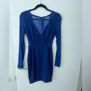 Blue Bodycon Backless Dress